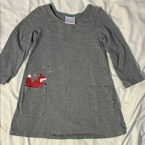 Hanna Andersson Gray Dress with Red Fox Design